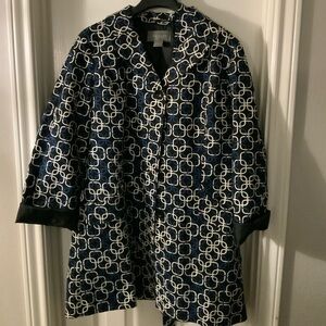 Ann Taylor Tweed Boucle Wool Black Blue Jacket Blazer